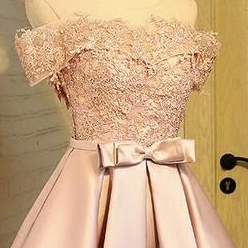 Lovely Pink Short Lace Homecoming Dresses, Grade..
