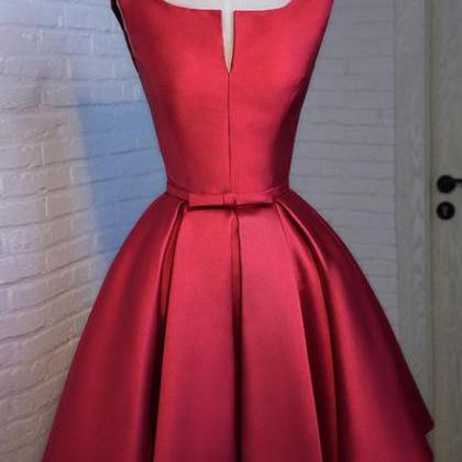 Red Satin Short Homecoming Dress , Beautiful Red..