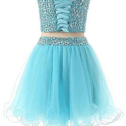 Sparkle Beaded Two Piece Homecoming Dresses,..