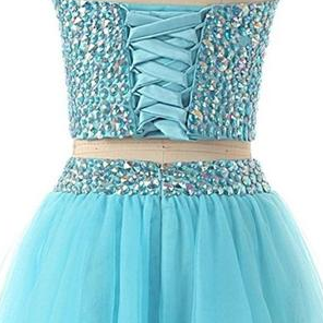 Sparkle Beaded Two Piece Homecoming Dresses,..
