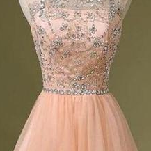Pearl Pink Short Cute Homecoming Dress, A Line..