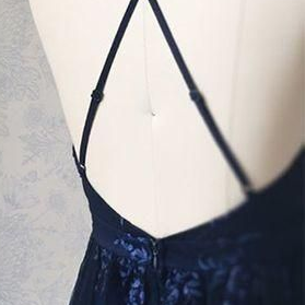 Navy Blue Homecoming Dress With Appliques, Vintage..