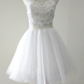 O-neck Beading And Appliques Homecoming Dresses,..