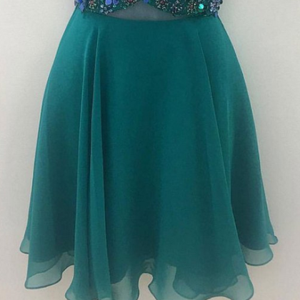 Cute Green Beads Sequin Short Prom Dress. Green..