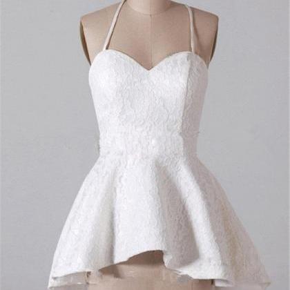 Sweetheart Neckline High Low Lace Party Dress..