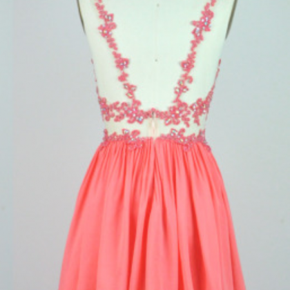 Prom Dresses, V Neck Lace A-line Short Prom Dress,..