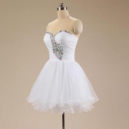 Elegant White Short Homecoming Dresses, Sexy Prom..