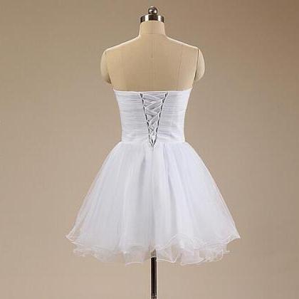 Elegant White Short Homecoming Dresses, Sexy Prom..