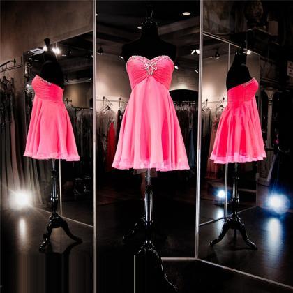 Pink Prom Dress,sweetheart Short Prom Dress,..