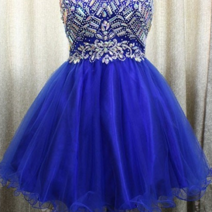 A-line Short Royal Blue Prom Dress, Mini Prom..