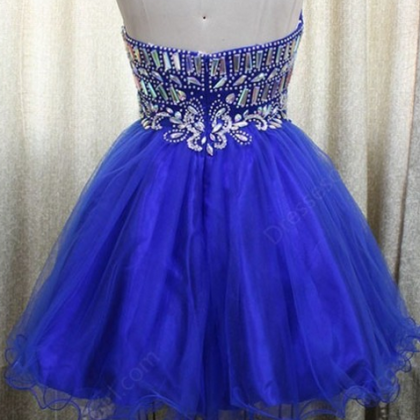 A-line Short Royal Blue Prom Dress, Mini Prom..