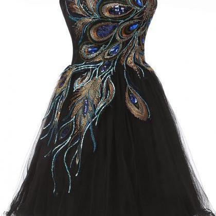 Black Short Tulle Homecoming Dress, Featuring..