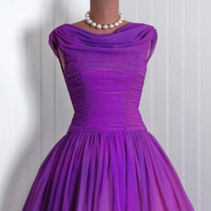 Vintage Prom Dress, Purple Prom Gowns, Mini Short..