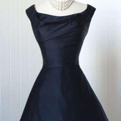 Vintage Prom Dress, Navy Blue Prom Gowns, Mini..