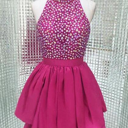 Amazing Homecoming Gown,high Collar Neckline Short..