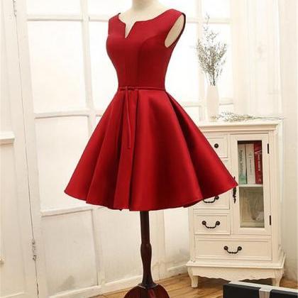 Red Satin Homecoming Dress, Evening Lovely Party..