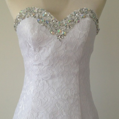 Short Lace Beaded Neckline Corset Prom Dress,..