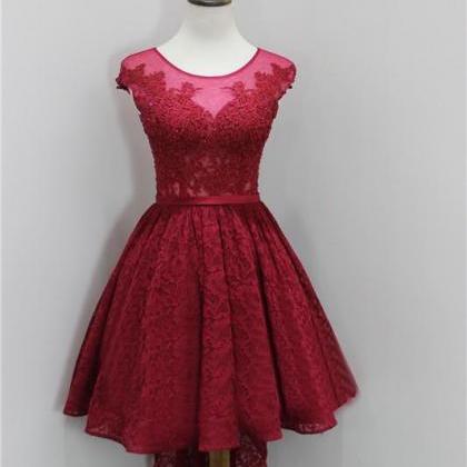 Red Tulle High Collar Short Homecoming..