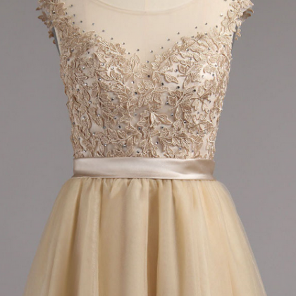 Champagne Low Back Homecoming Dress..