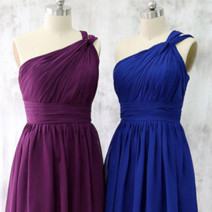 Purple One Shoulder Bridesmaid Dress, Royal Blue..