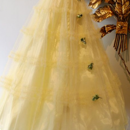 Vintage Homecoming Dresses, Yellow Prom..