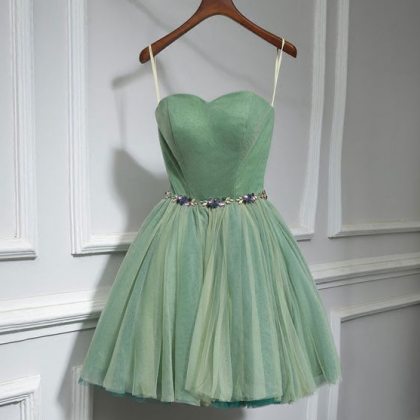 Cute Green Sweetheart Neck Short Prom Dress,..