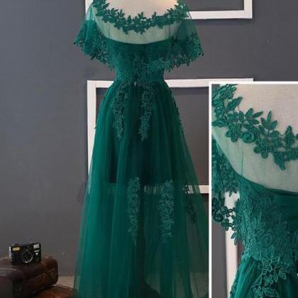 Green A Line Appliques Prom Dress,tulle Evening..