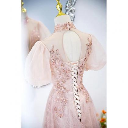 Pink Evening Dress, Fairy Temperament Prom Dress,..