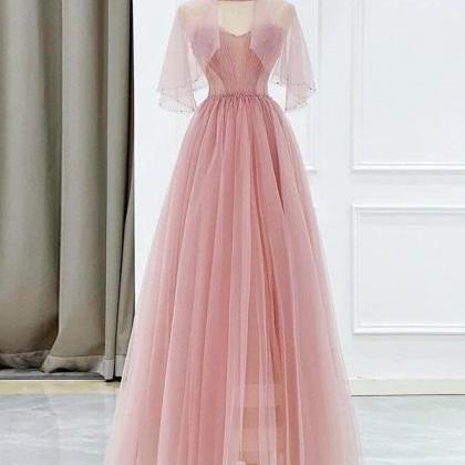 Tulle Tea Length Prom Dress, Tulle Formal Dress,..