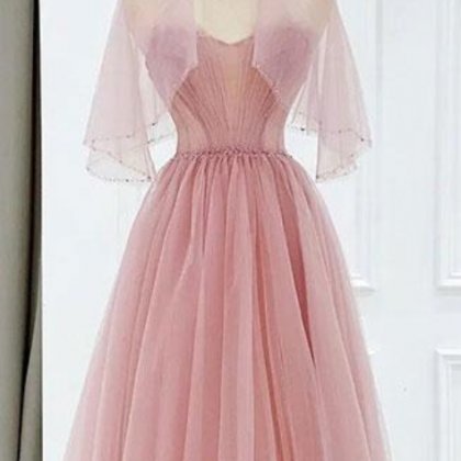 Tulle Tea Length Prom Dress, Tulle Formal Dress,..