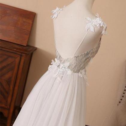 Tulle Applique Prom Dress, Modest Beautiful Long..