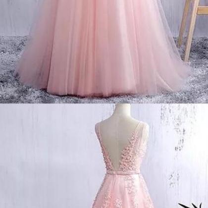 A Line Tulle Formal Prom Dress, Modest Beautiful..