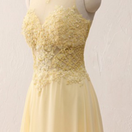 Chiffon Lace Elegant A-line Formal Prom Dress,..