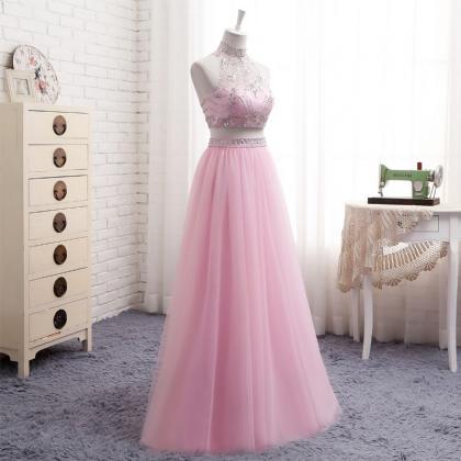 Two Pieces Tulle A Line Formal Prom Dress,..