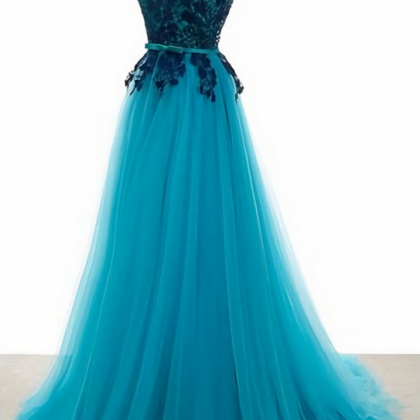Elegant Sleeveless Tulle Formal Prom Dress,..