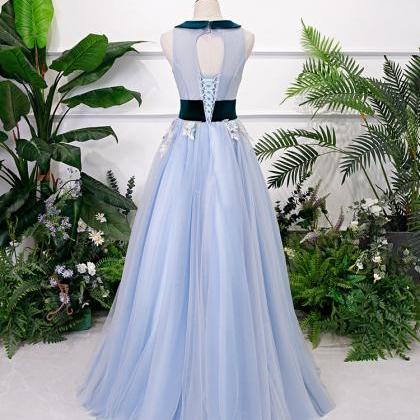 Elegant Tulle With Flowers Lace Formal Prom Dress,..