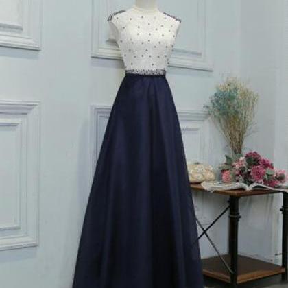 Elegant A-line Satin Formal Prom Dress, Beautiful..