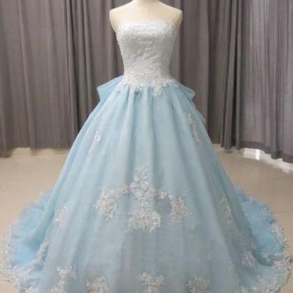 Elegant Sweetheart Strapless Lace Appliques Formal..