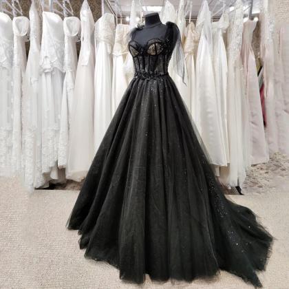 Gothic Black Wedding Dresses Sexy Ball Gown Prom..