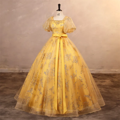 Gold Sequin Prom Party Dress Birthday Outfit Shiny Evening Dress  fg8638