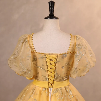 Gold Sequin Prom Party Dress Birthday Outfit Shiny Evening Dress  fg8638 main image 1
