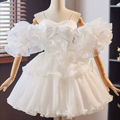White Sweetheart Lace Short Prom Dress, White Homecoming Dress main image 0