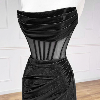 Prom Dress, Simple Off The Shoulder Satin Black Long Prom Dress, Black ...