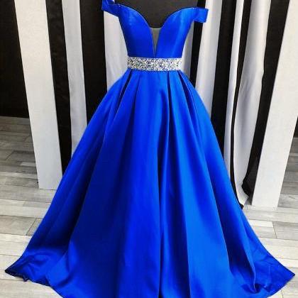 Sexy Off The Shoulder Satin Ball Gowns Prom..
