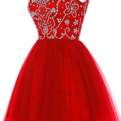 Homecoming Dresses,sexy Short Red Tulle Prom Dress..