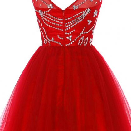 Homecoming Dresses,sexy Short Red Tulle Prom Dress..