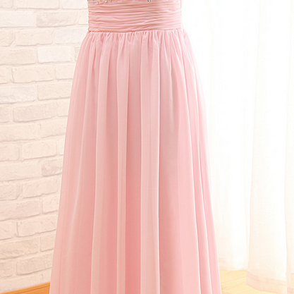 One-shoulder Beaded Bodice Chiffon Floor-length Prom Dress on Luulla