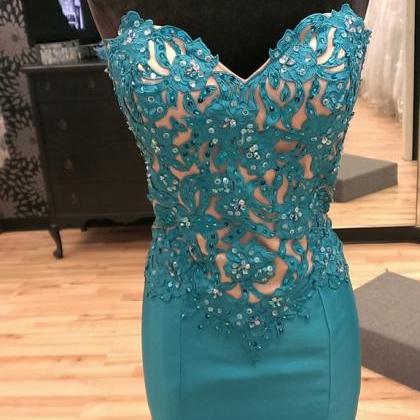 Prom Gowns,charming Evening Dress, Deep Turquoise..