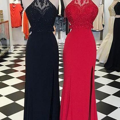 Pretty Black And Red Long Prom Dresses,high..