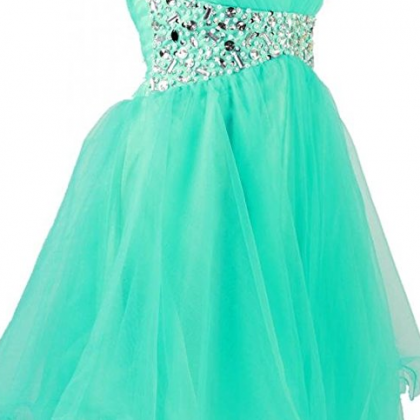 A Line Beaded Short Prom Dress Formal Party..